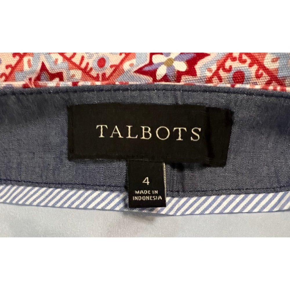 Talbots Knee Length Pattern Fully Lined Skirt Red White Blue Womens Size 4 - Picture 6 of 7